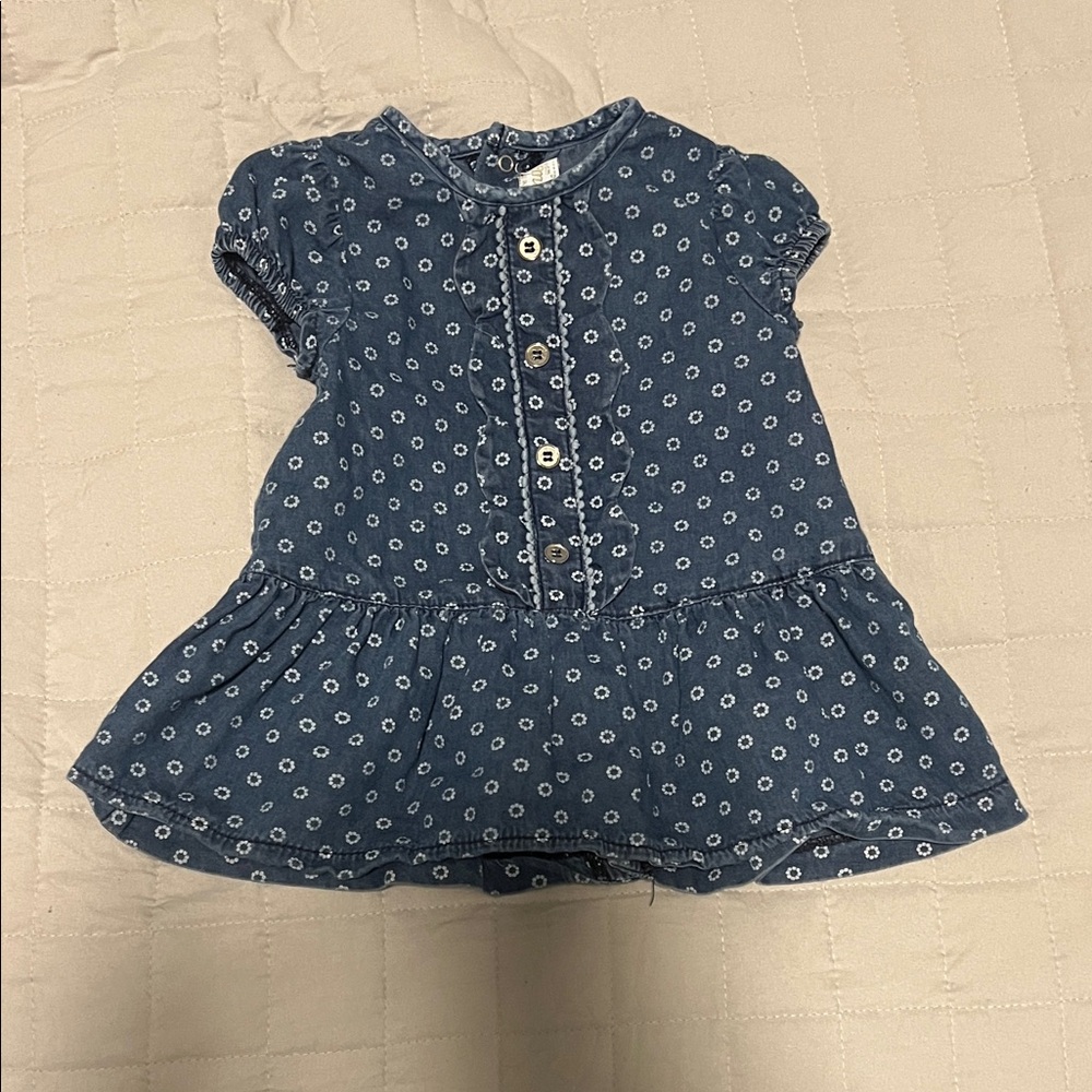 Mayoral Baby Girl' Blue Floral Button-Front Dress 4-6M spring summer outfit